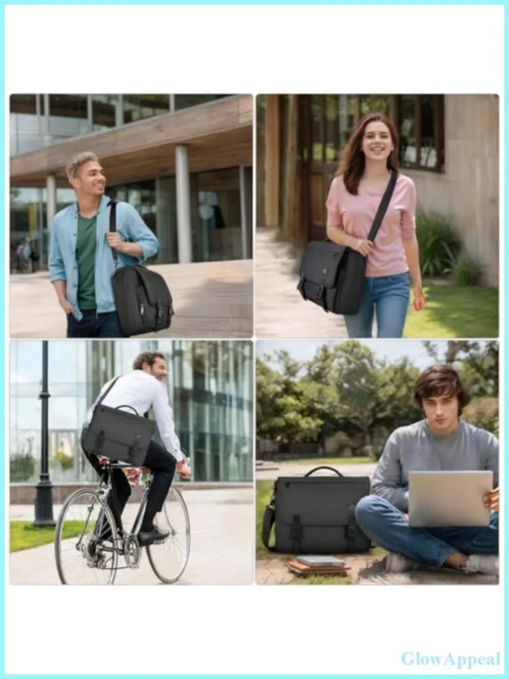 Water Resistant Messenger Bag for Men, 15.6 Inch Laptop Briefcase with Shoulder